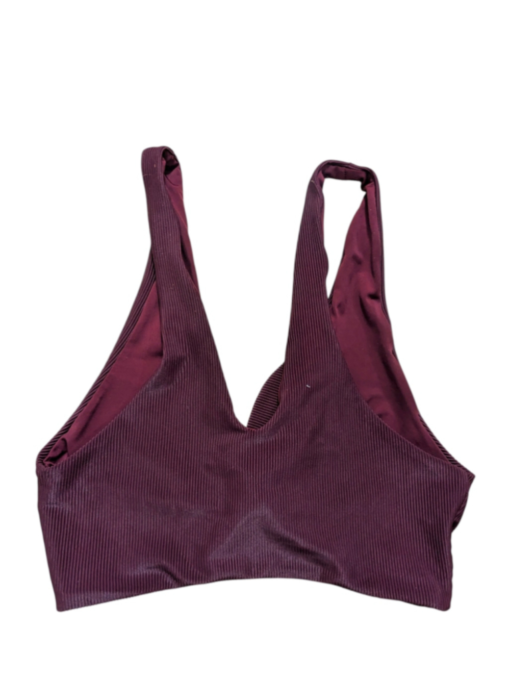 BEACH RIOT Dallas Burgundy Ribbed Tie Front Bikini Top Free People Small - Picture 6 of 10